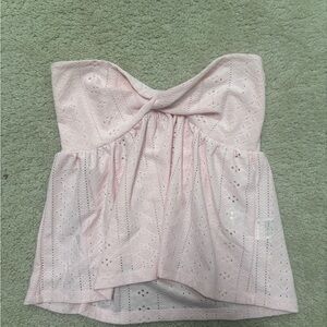 Light Pink Strapless Eyelet Blouse